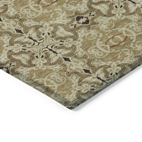 5' X 8' Brown Beige And Tan Medallion Washable Indoor Outdoor Area Rug
