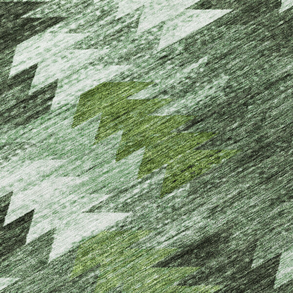 8' Olive Green And Fern Green Round Southwestern Washable Indoor Outdoor Area Rug