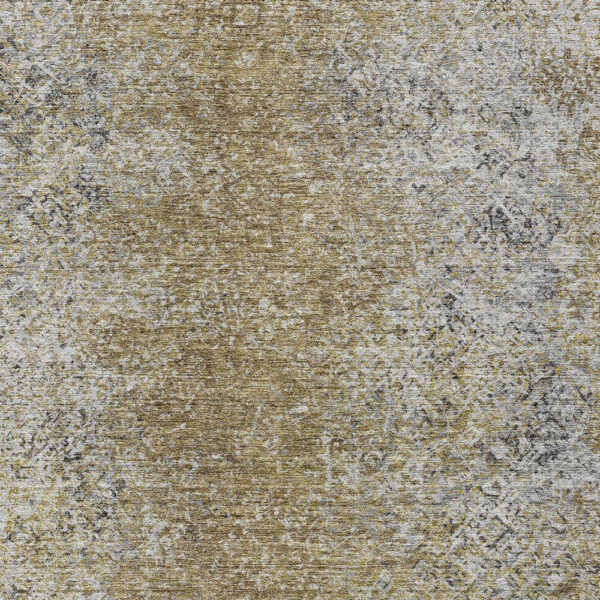 3' X 5' Brown Beige And Charcoal Oriental Washable Indoor Outdoor Area Rug