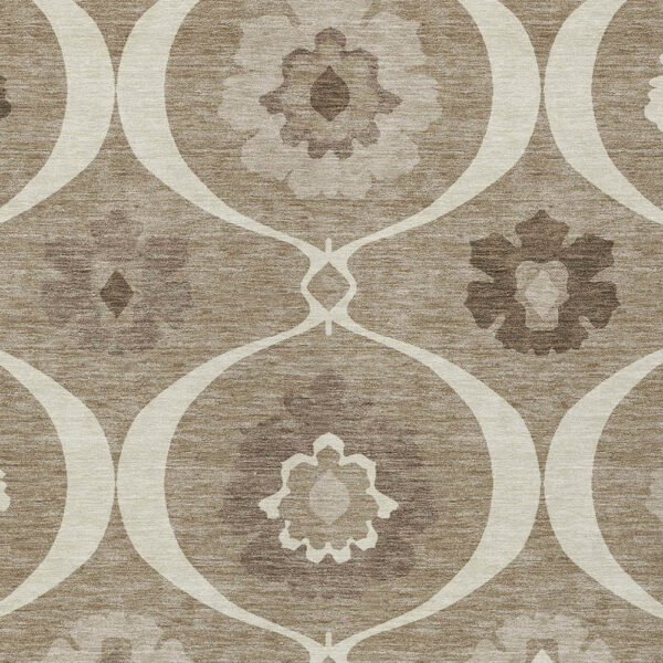 10' X 14' Taupe Brown And Ivory Medallion Washable Indoor Outdoor Area Rug