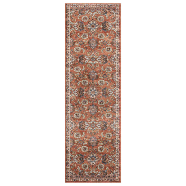 10' Orange Floral Power Loom Runner Rug