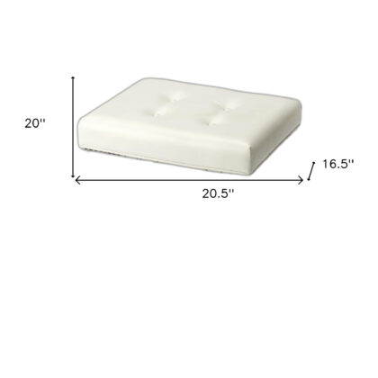 21" White Faux Leather And Clear Ottoman