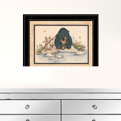 Gone Fishing 2 Black Framed Print Wall Art