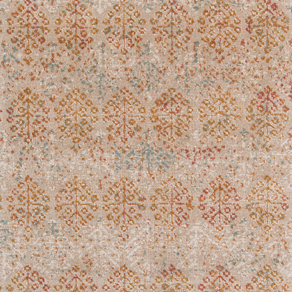 7' Beige Southwestern Power Loom Runner Rug With Fringe