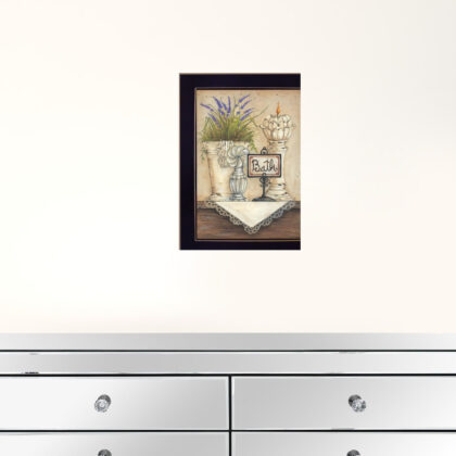 Bath Pretty Floral Black Framed Print Wall Art