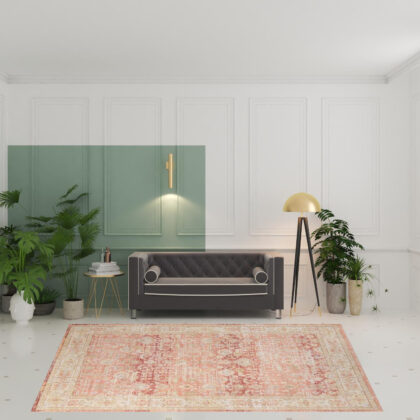 8' x 10' Salmon Floral Power Loom Area Rug