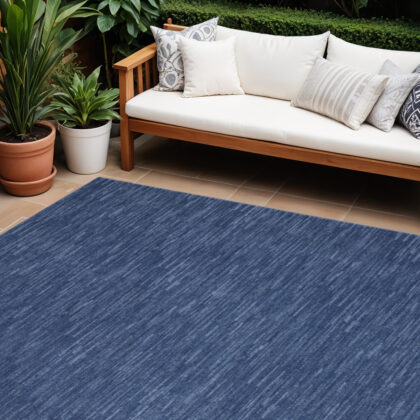 8' X 11' Navy Blue Indoor Outdoor Area Rug