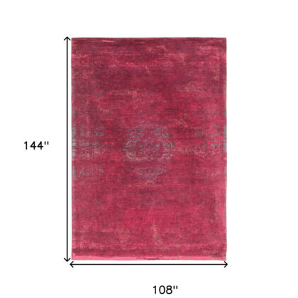 9' X 13' Gray and Pink Medallion Non Skid Area Rug