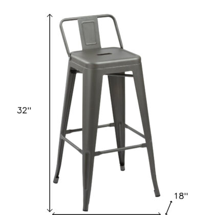 Set of Four 26" Dark Gray Steel and Metal Low Back Counter Height Bar Chairs