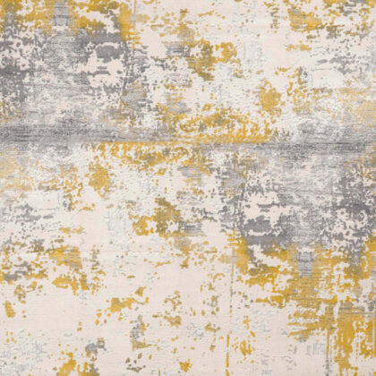 8' Gold Abstract Dhurrie Runner Rug