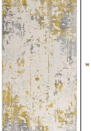 8' Gold Abstract Dhurrie Runner Rug
