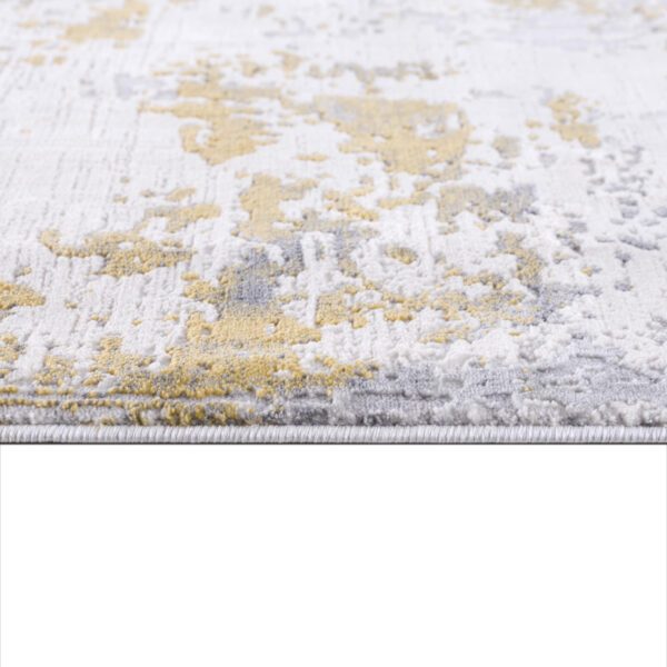 8' Gold Abstract Dhurrie Runner Rug