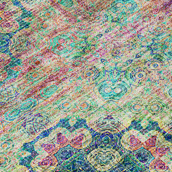 8' X 10' Blue and Green Floral Medallion Washable Non Skid Indoor Outdoor Area Rug