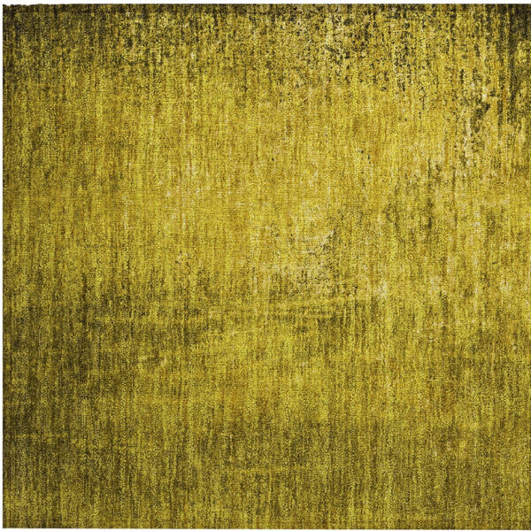 2' X 3' Gold Abstract Washable Non Skid Indoor Outdoor Area Rug