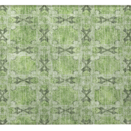 2' X 3' Green Floral Medallion Washable Non Skid Indoor Outdoor Area Rug