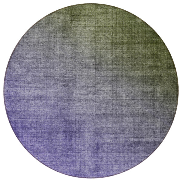 8' Round Olive Green and Purple Round Ombre Washable Non Skid Indoor Outdoor Area Rug