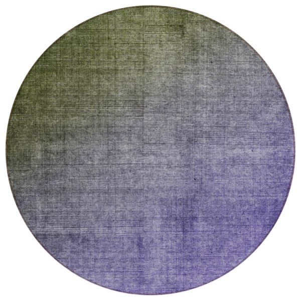 8' Round Olive Green and Purple Round Ombre Washable Non Skid Indoor Outdoor Area Rug