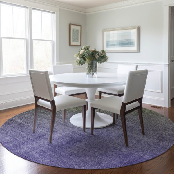 8' Round Olive Green and Purple Round Ombre Washable Non Skid Indoor Outdoor Area Rug