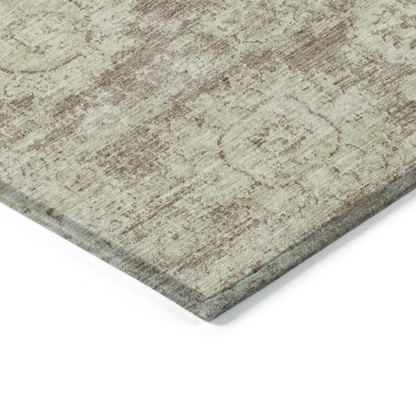 8' X 10' Brown Tan And Beige Floral Washable Indoor Outdoor Area Rug