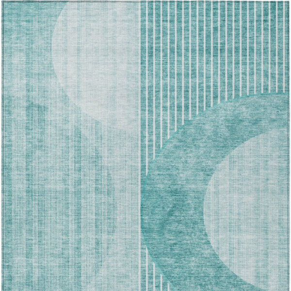 3' X 5' Teal Blue And Aqua Geometric Washable Indoor Outdoor Area Rug