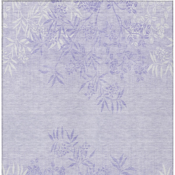 9' X 12' Lilac Purple And Ivory Floral Washable Indoor Outdoor Area Rug