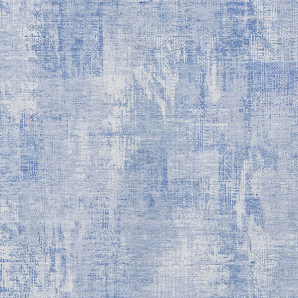 3' X 5' Sky Blue Denim Blue And Ivory Abstract Washable Indoor Outdoor Area Rug
