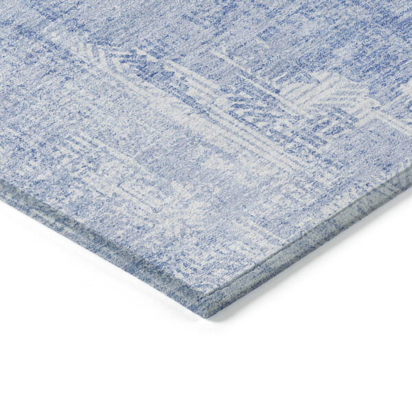 3' X 5' Sky Blue Denim Blue And Ivory Abstract Washable Indoor Outdoor Area Rug