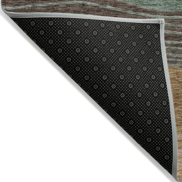 3' X 5' Terra Cotta Copper And Beige Striped Washable Indoor Outdoor Area Rug