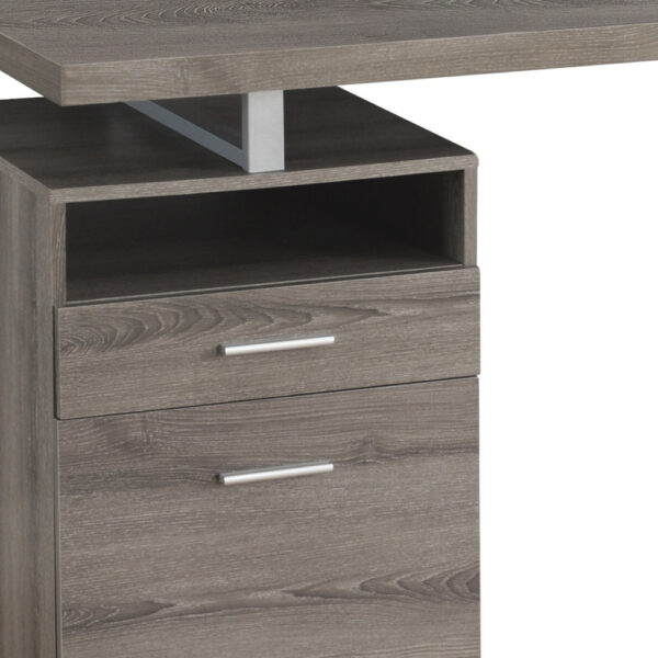 24" Taupe and Silver Computer Desk With Two Drawers