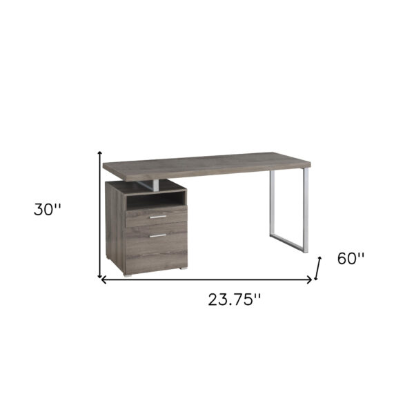 24" Taupe and Silver Computer Desk With Two Drawers