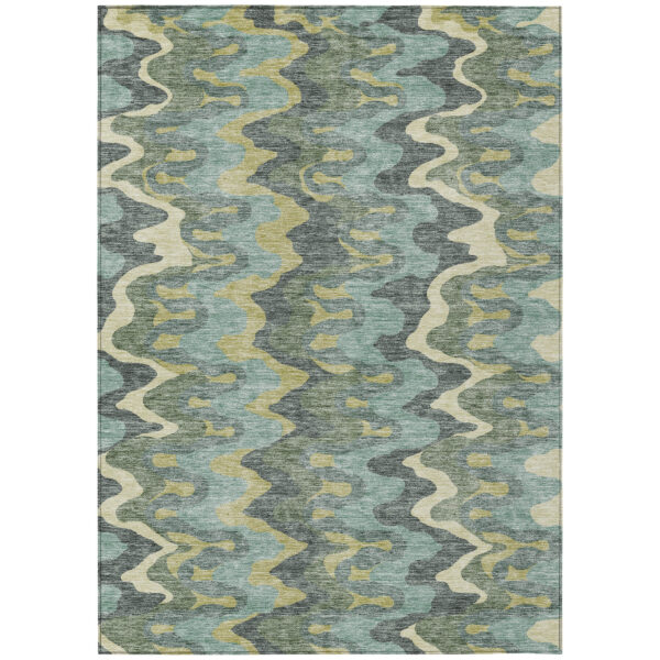 10' X 14' Sage And Artichoke Green Abstract Washable Indoor Outdoor Area Rug