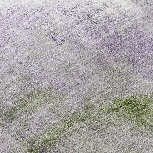 8' Purple Lavender And Green Round Abstract Washable Indoor Outdoor Area Rug