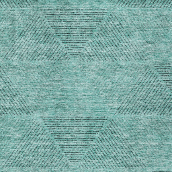 9' X 12' Teal Blue And Aqua Geometric Washable Indoor Outdoor Area Rug