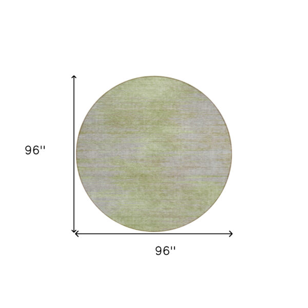 8' Sage And Artichoke Green Round Abstract Washable Indoor Outdoor Area Rug