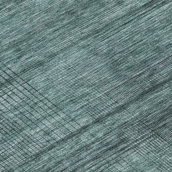 8' Teal Blue Aqua And Gray Round Striped Washable Indoor Outdoor Area Rug