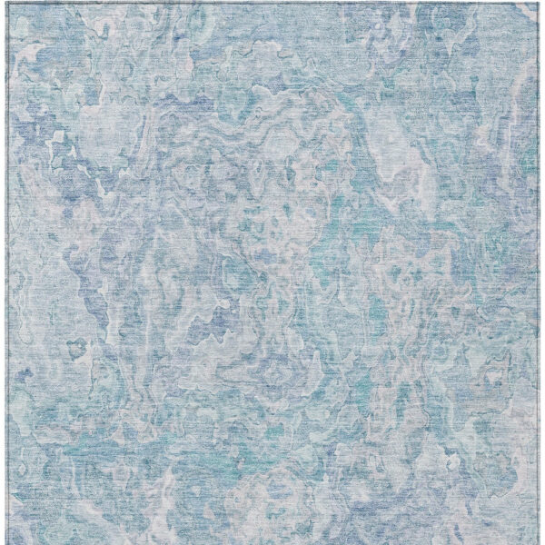 5' X 8' Sky Blue And Denim Blue Abstract Washable Indoor Outdoor Area Rug
