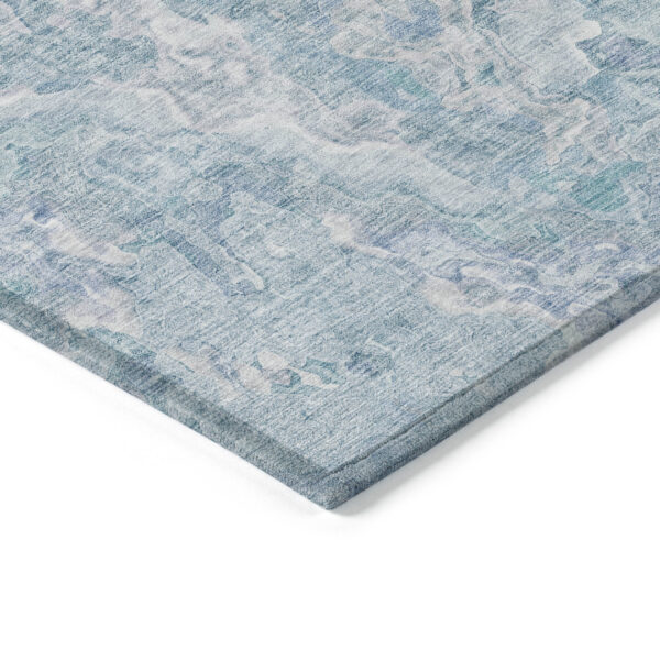5' X 8' Sky Blue And Denim Blue Abstract Washable Indoor Outdoor Area Rug