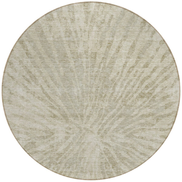 8' Taupe And Beige Round Abstract Washable Indoor Outdoor Area Rug