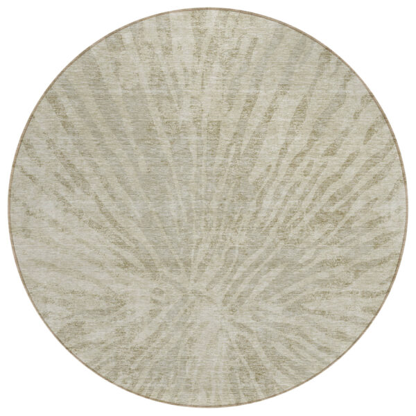 8' Taupe And Beige Round Abstract Washable Indoor Outdoor Area Rug