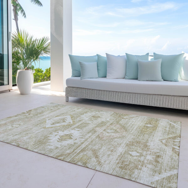8' X 10' Taupe Beige And Tan Southwestern Washable Indoor Outdoor Area Rug