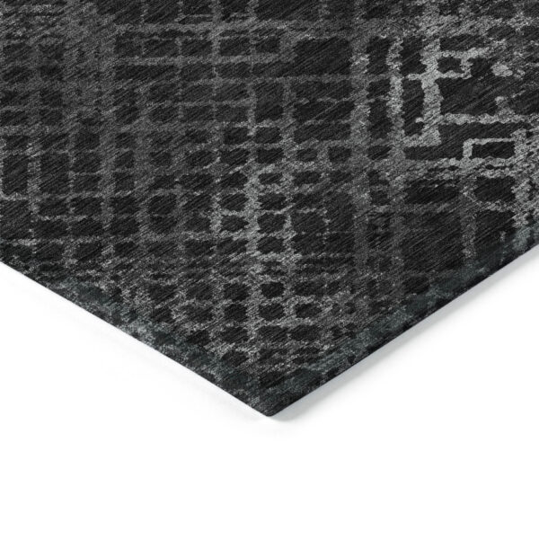 8' X 10' Charcoal Gray And Silver Geometric Washable Indoor Outdoor Area Rug