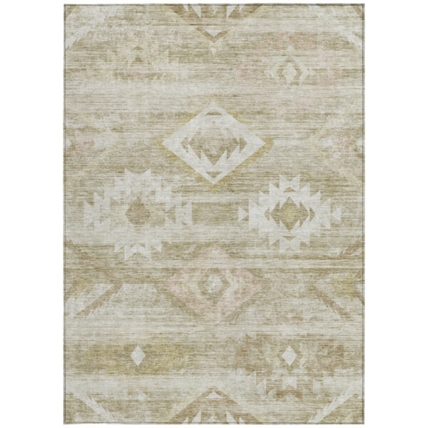 8' X 10' Taupe Beige And Tan Southwestern Washable Indoor Outdoor Area Rug