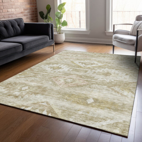8' X 10' Taupe Beige And Tan Southwestern Washable Indoor Outdoor Area Rug