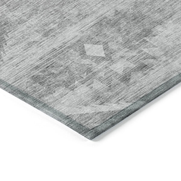 3' X 5' Silver Gray And Charcoal Southwestern Washable Indoor Outdoor Area Rug