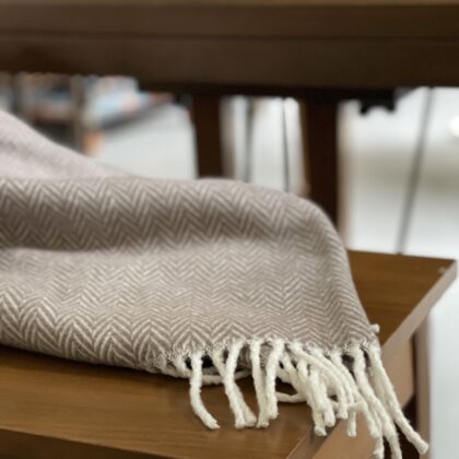 Brown and White Dreamy Soft Herringbone Throw Blanket