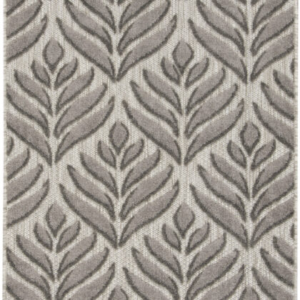3' X 4' Charcoal Floral Indoor Outdoor Area Rug