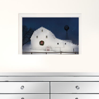 Christmas Starry Night 1 White Framed Print Wall Art