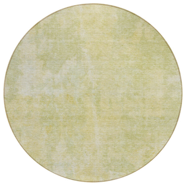 8' Round Gold Round Abstract Washable Non Skid Indoor Outdoor Area Rug