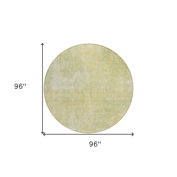 8' Round Gold Round Abstract Washable Non Skid Indoor Outdoor Area Rug