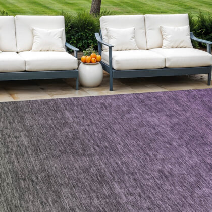 8' X 10' Purple Charcoal And Green Ombre Washable Indoor Outdoor Area Rug